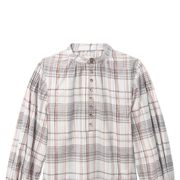 Rebecca Taylor La Vie Lurex Metallic Gauze Peasant Puffy Sleeve Blouse Top M - Picture 5 of 12